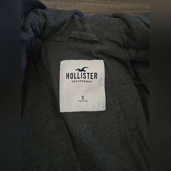 Y2K Hollister Size Small Faux Leather Sweater Lined Hooded Biker Moto Jacket - Picture 8 of 16